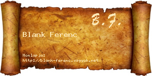 Blank Ferenc névjegykártya
